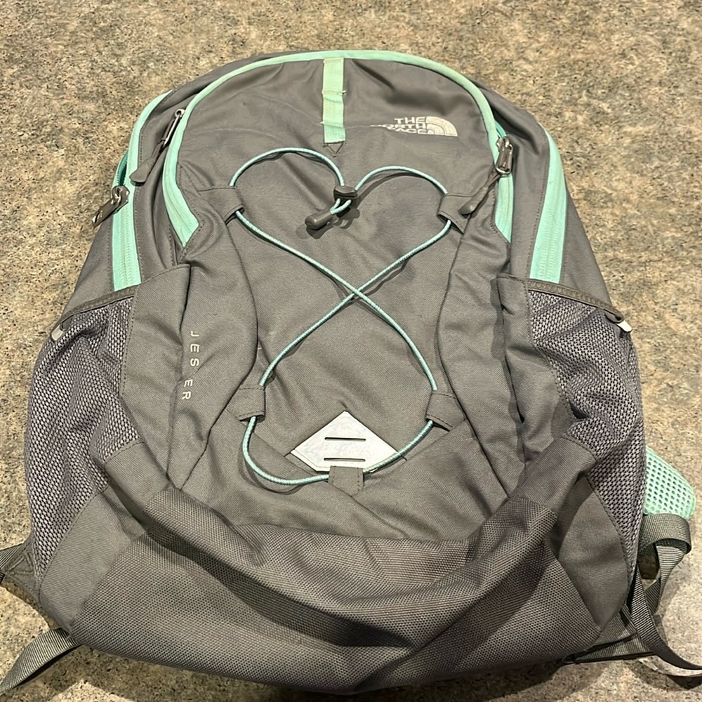 North Face backpack gray with teal trim - Picture 1 of 1